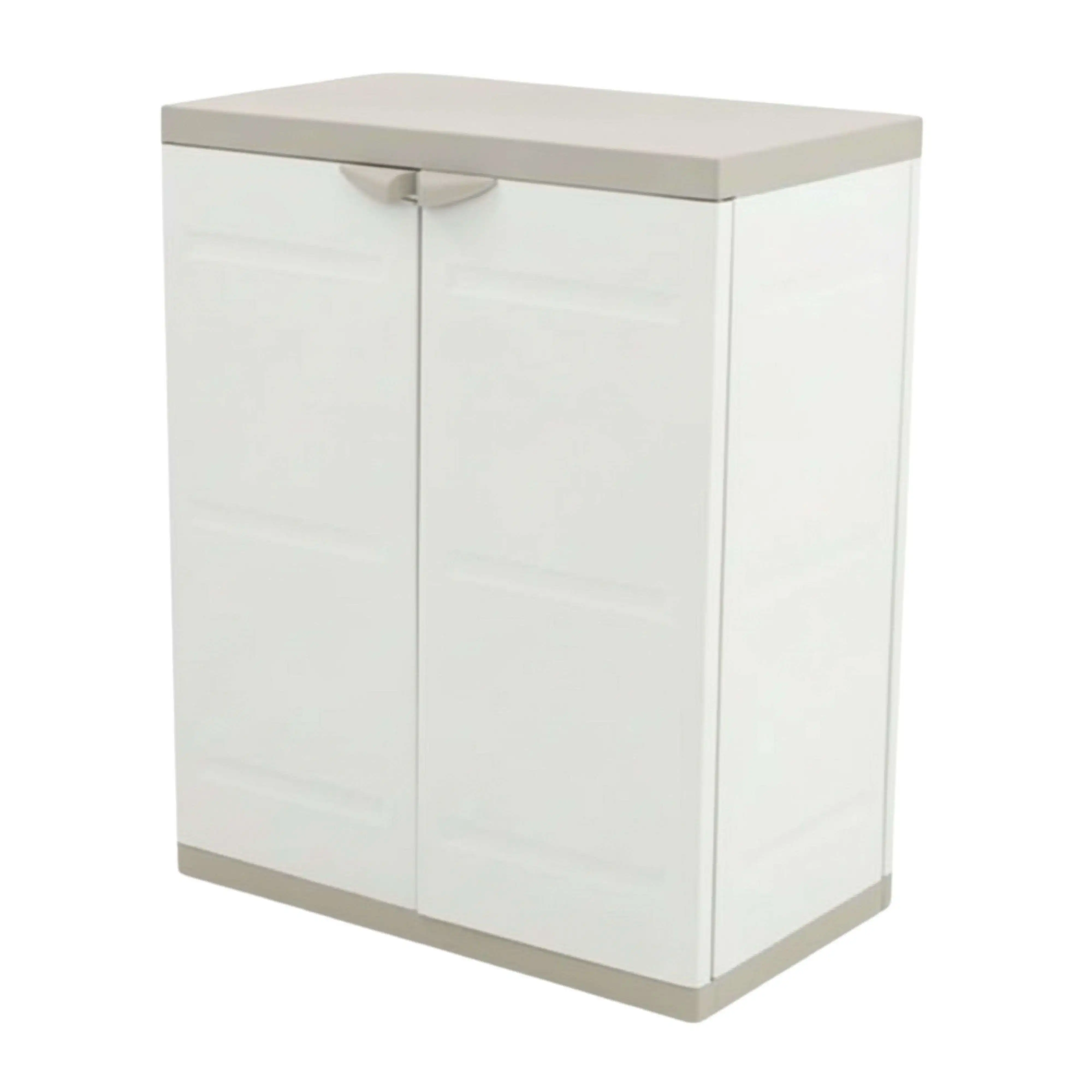 Miroytengo Armario 2 Puertas y 2 Estantes Internos, Armario Bajo de Exterior, Armario de Resina Titanium Beige 70x88x41 cm