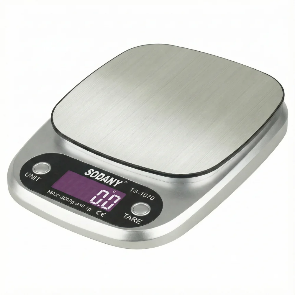SODANY Báscula Cocina Digital 3kg/0.1g Acero Inoxidable Alta Precisión Pantalla LCD Peso para Alimentos y Repostería