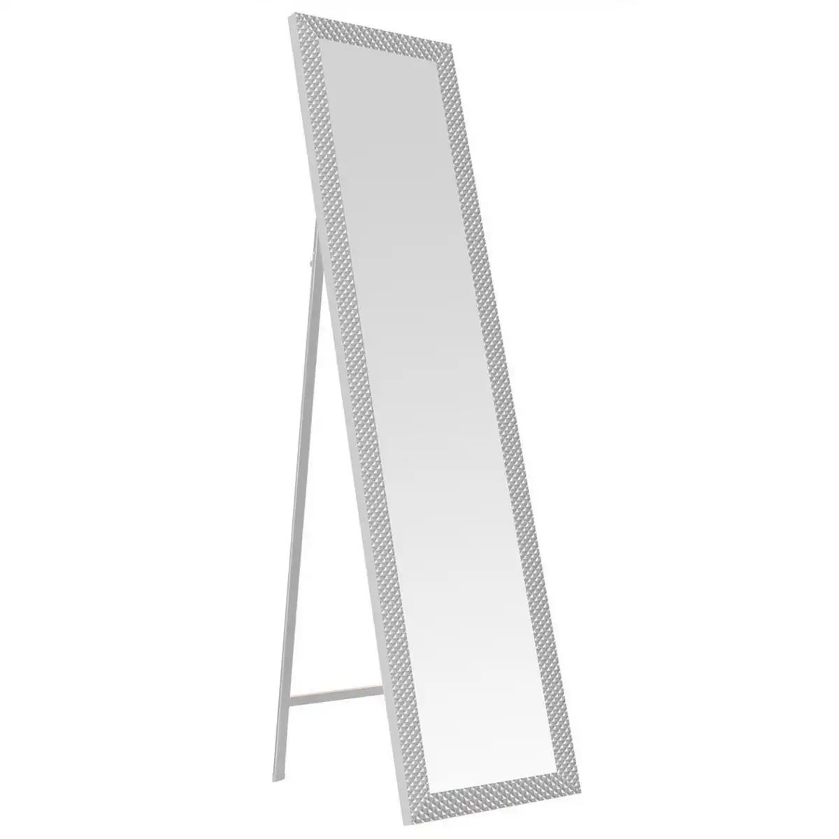 Lola Home Espejo de pie con textura blanco de plástico PE de 37x157 cm