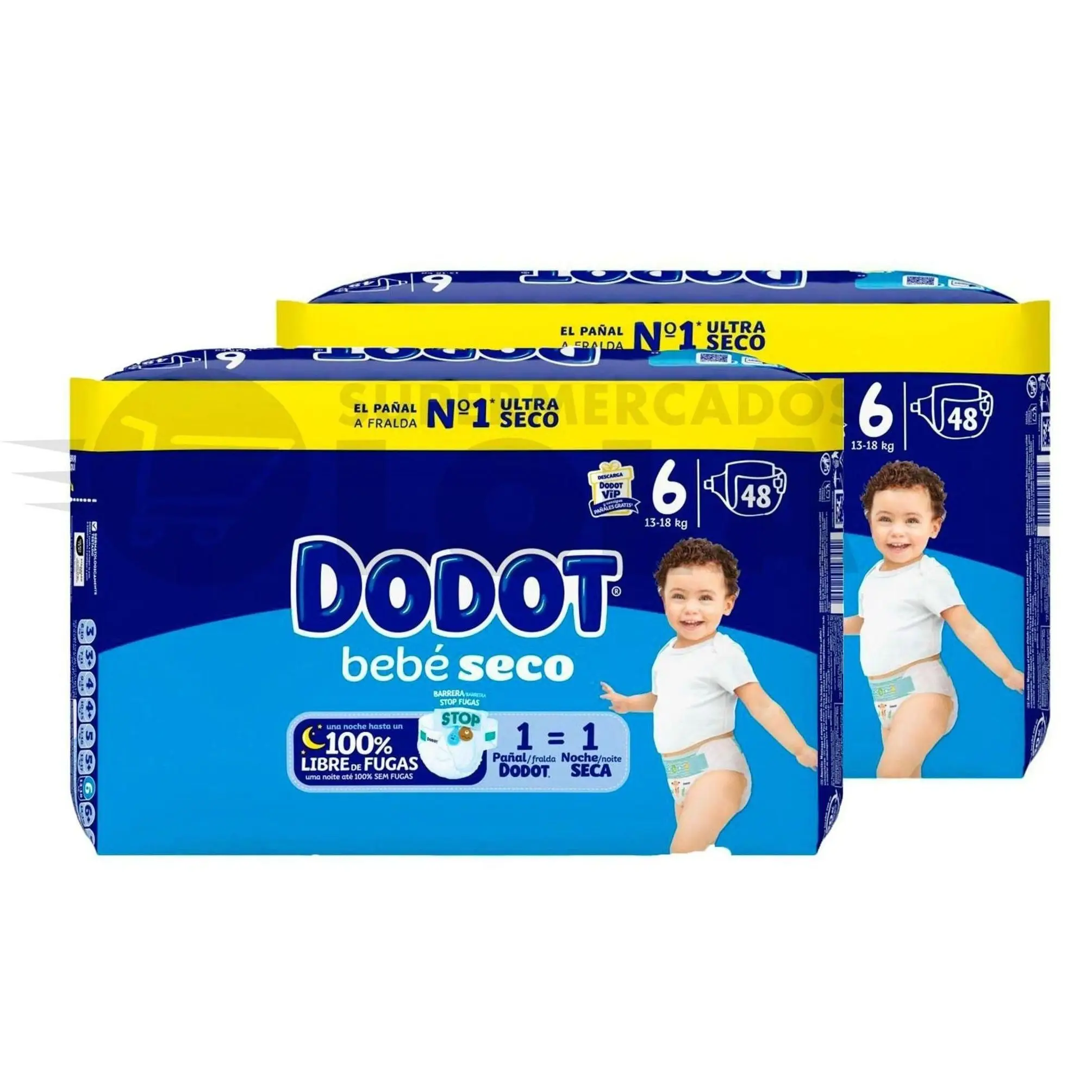 PACK de 2 - DODOT Pañal Bebé Seco Talla 6 - 96 unidades