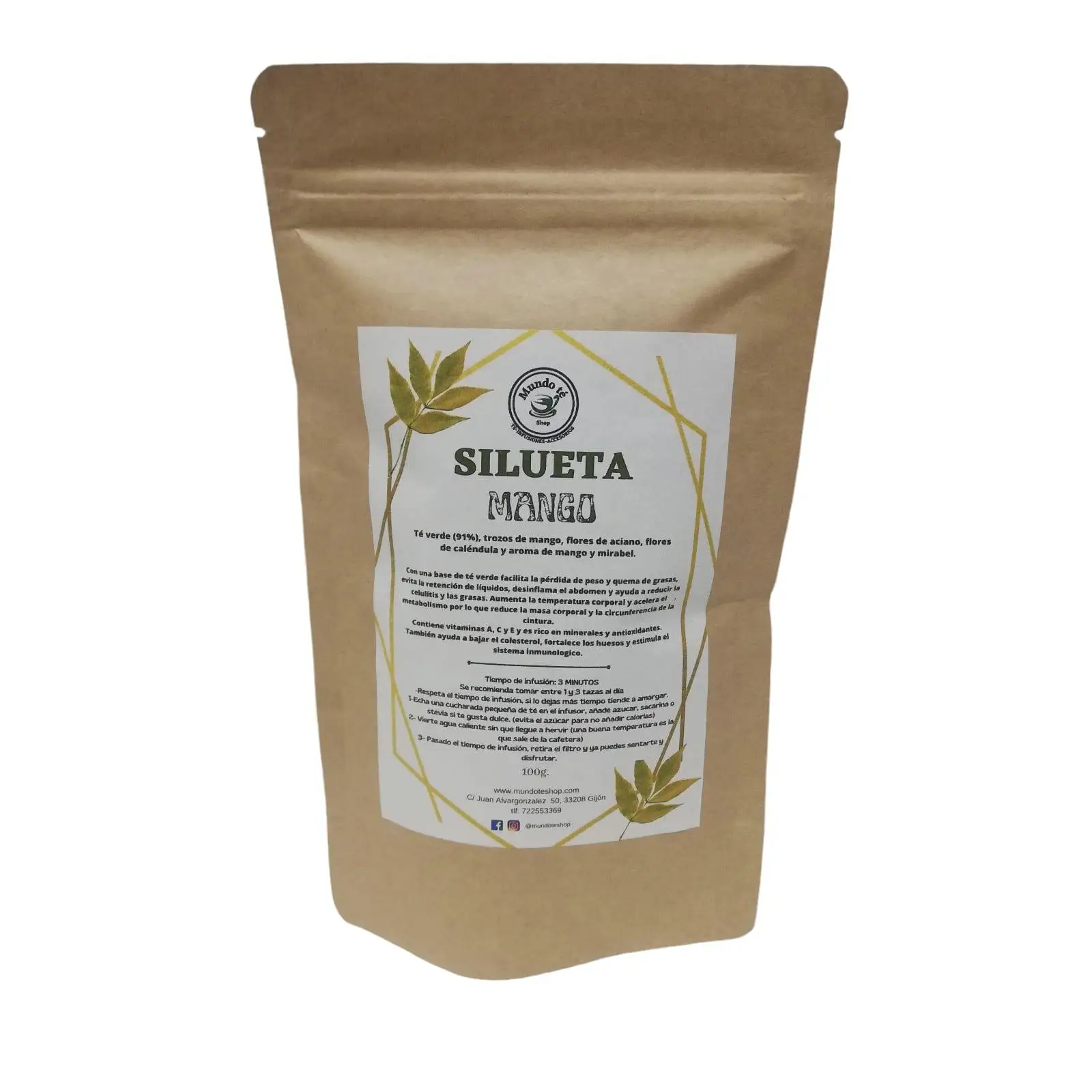 Té Slim MANGO Quemagrasas, con té verde y frutas. Gama silueta slimfit, ideal para tomar frio o caliente. Con antioxidantes