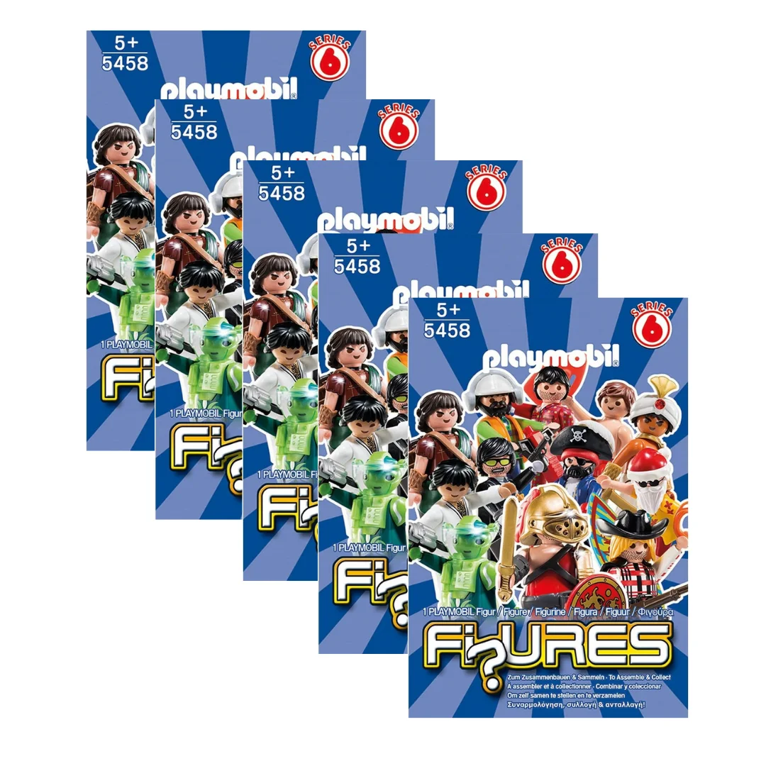 PLAYMOBIL SOBRES SORPRESA - PACK DE 5 SOBRES DE LA SERIE 6 DE CHICOS, 5458, TIENDA CON LICENCIA OFICIAL