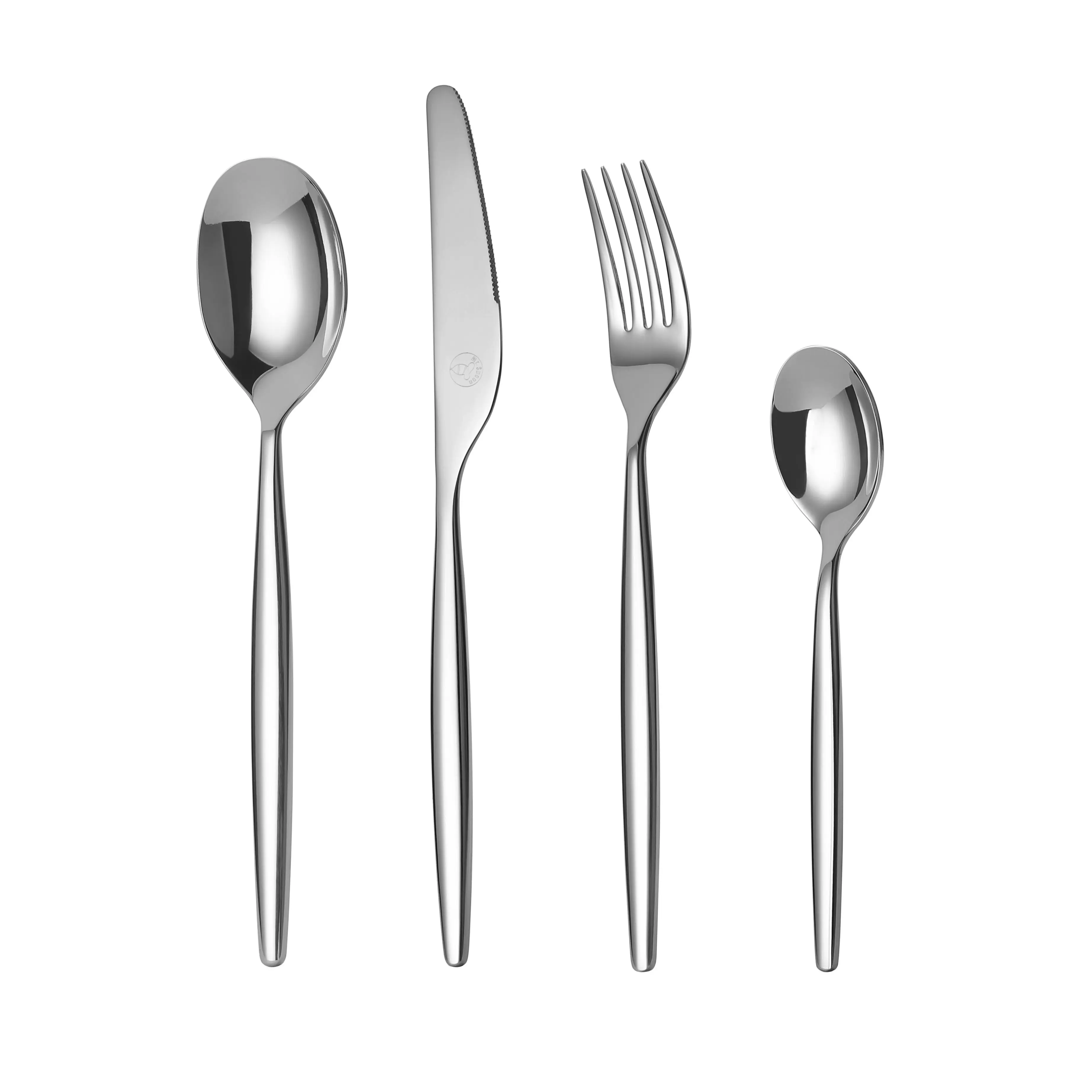 Mr.Spoon Juego 24 Piezas Cubiertos, Acero Inoxidable 18/0, Plateado, Alta acabado, Diseño moderno, Incluye cuchillo,tenedor,cuchara,cucharilla, Cubertería, Apto para lavavajillas. Ideas de regalo，