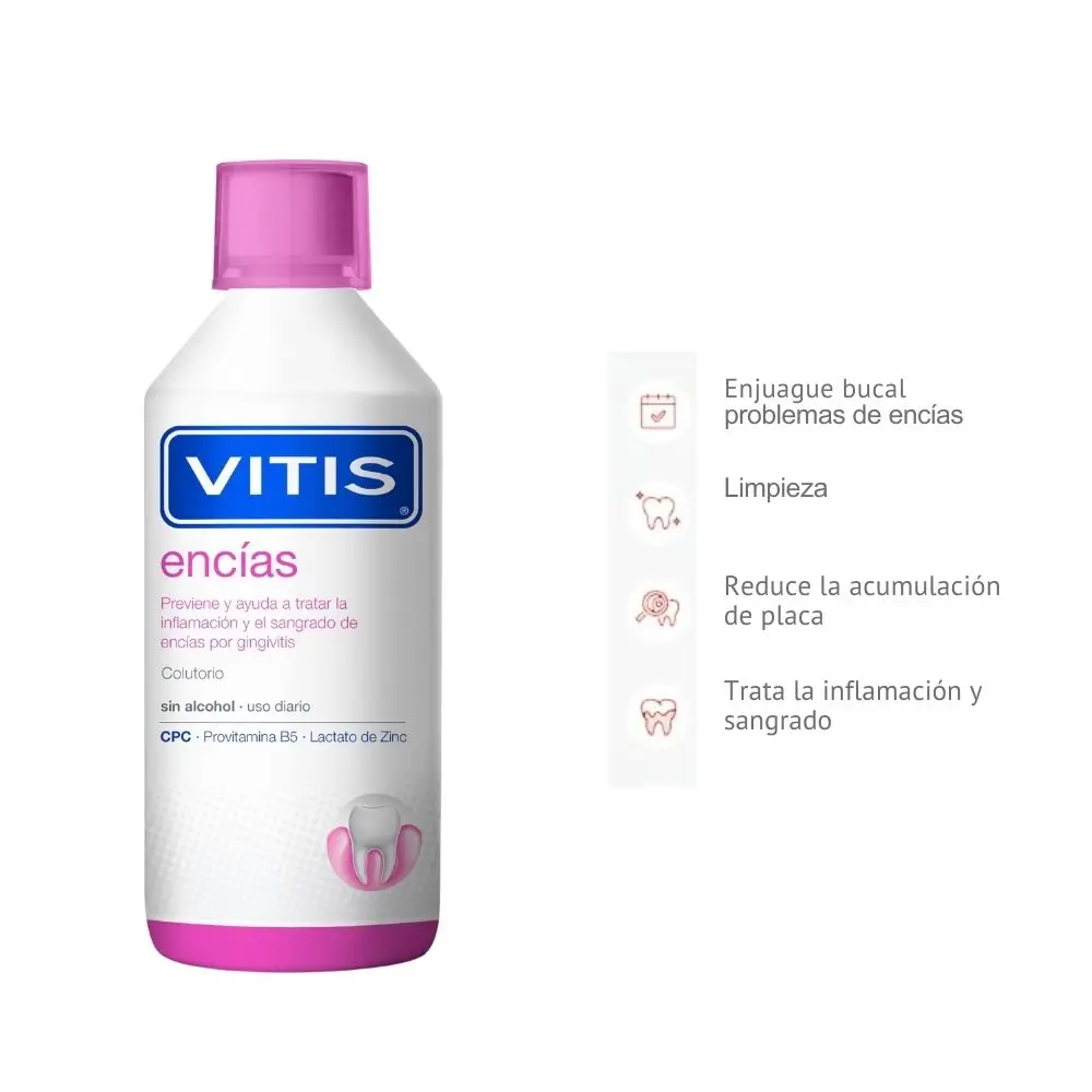 Vitis Encías Colutorio 1000 ml - Higiene Bucal para el Mantenimiento de las Encías