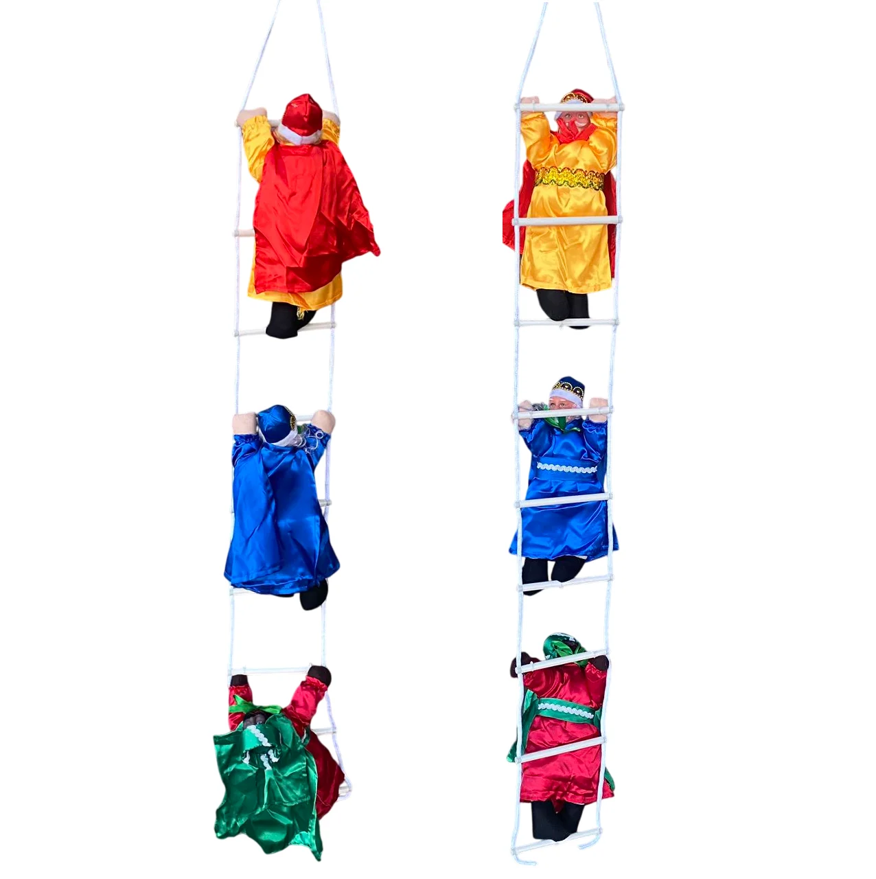 Three Kings Hanging Decoration with Ladder Rope, 1.7m length, perfect for balcony or terrace Christmas decor, made of fabric, featuring 30cm height Kings; a festive and elegant touch for the holiday season.