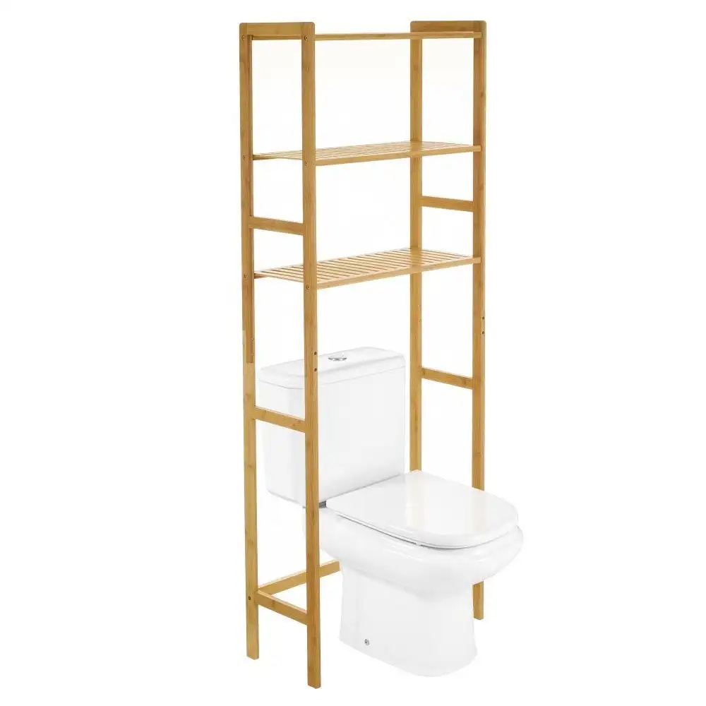 Lola Home Estantería sobre WC con 3 estantes de bambú natural de 60x25x161 cm