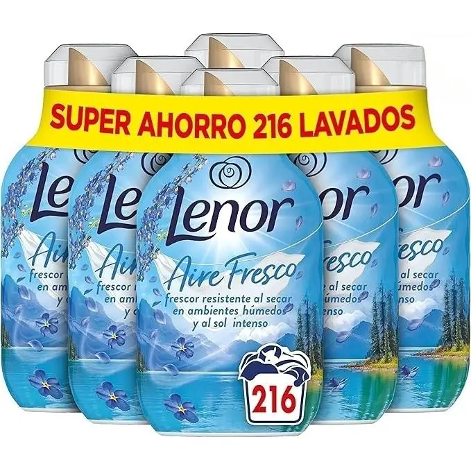 Lenor Aire Fresco Suavizante Para Ropa Frescor Alpino pack 6x36 total 216 Lavados, 504ml, Frescor Resistente Al Secar En Ambientes Húmedos O Al Sol Intenso