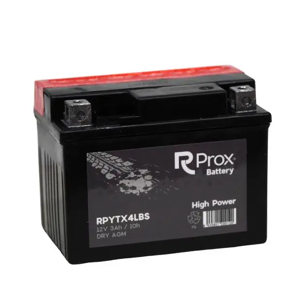 Batería Moto YTX4L-BS AGM High Power 12V 3Ah 40Amp. Máximo Poder de Arranque.  RC Prox Battery Made in Europa.
