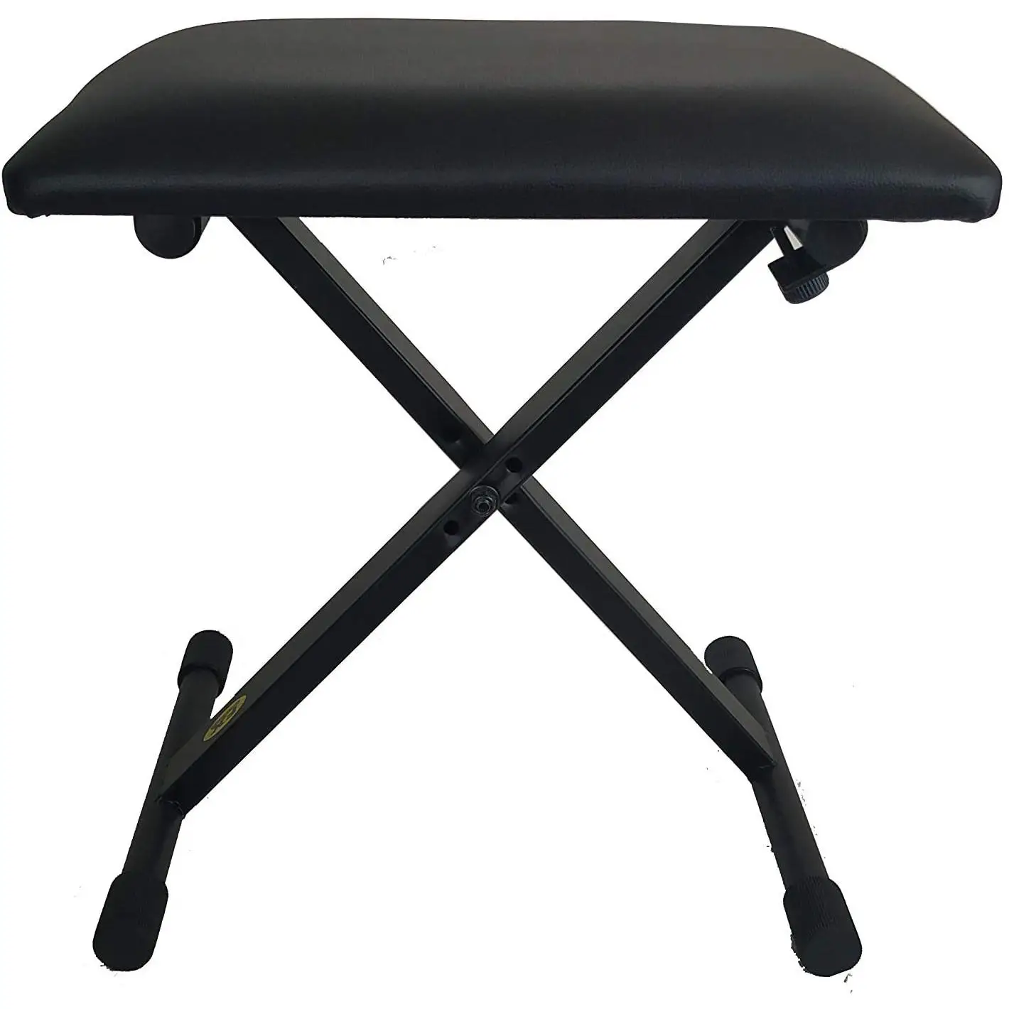 Banqueta para teclado de aluminio negro con asiento skay acolchado mod. KT-01 CM, plegable con altura regulable en 3 niveles