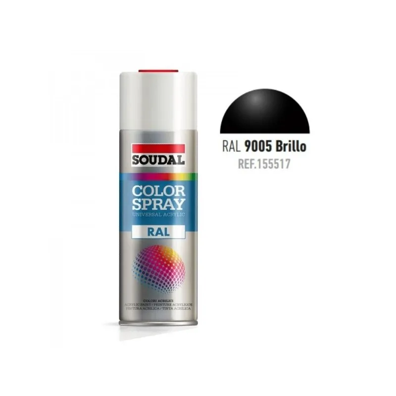 SOUDAL acrylic SPRAY paint RAL 9005 black gloss 400ML