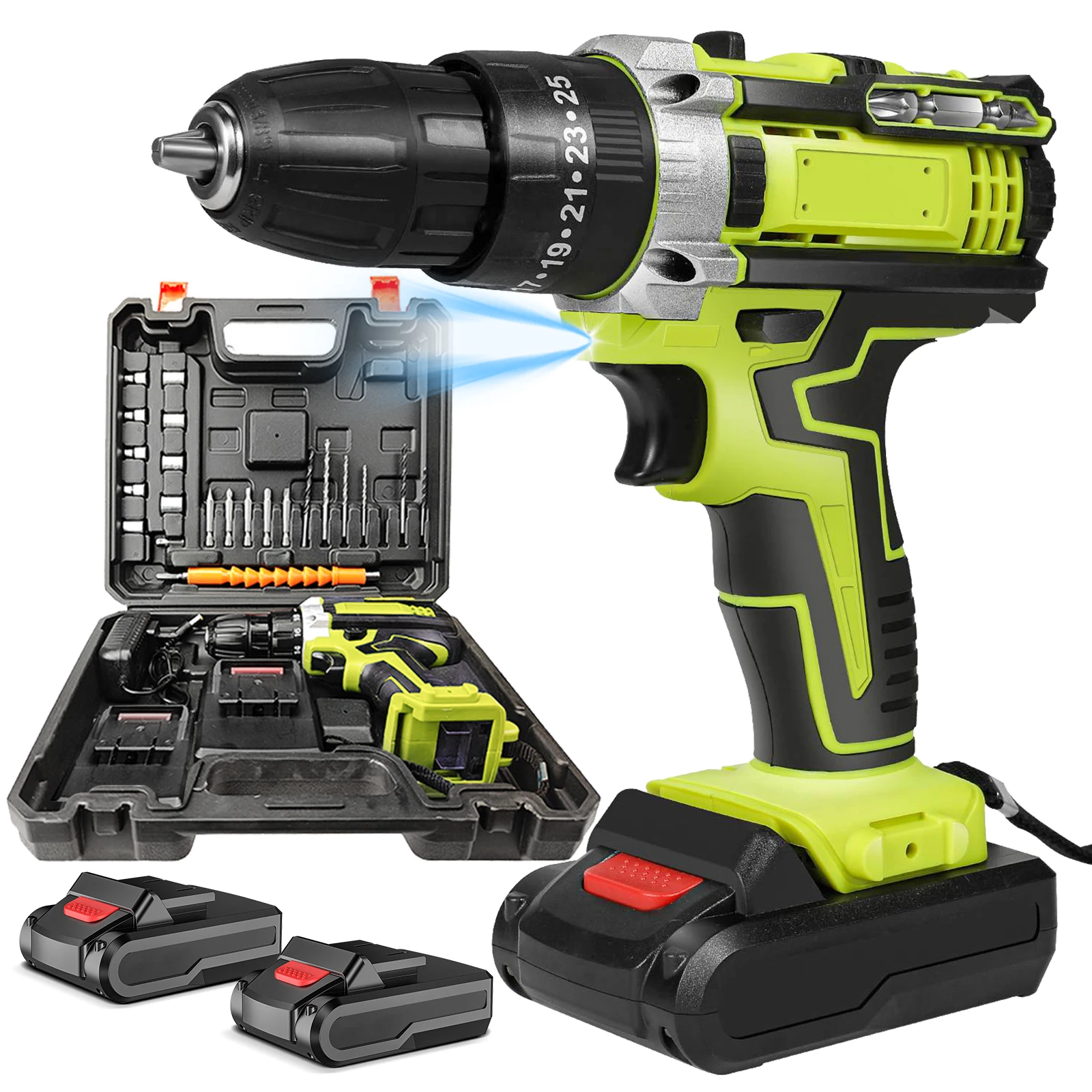 28V 3 in 1 Cordless Electric Drill Impact Screwdriver 25+3Torque Compact Hand Drill Rechargeable Battery Power Tool