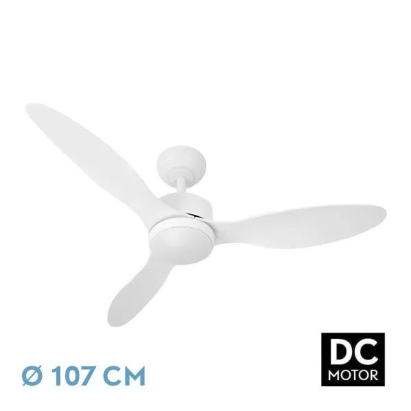 ABRILA Ventilador Dc Serpa Blanco Led Regulable Y Cct Regulable