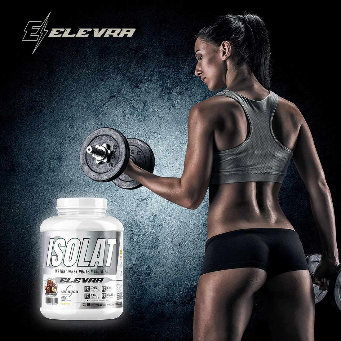 Elevra - pro isolate protein 2kg / our wheyco premium whey protein isolate formula ®   It is pure protein of high biological value and contains a complete profile of amino acids with bcaas that will help you increase your muscle mass