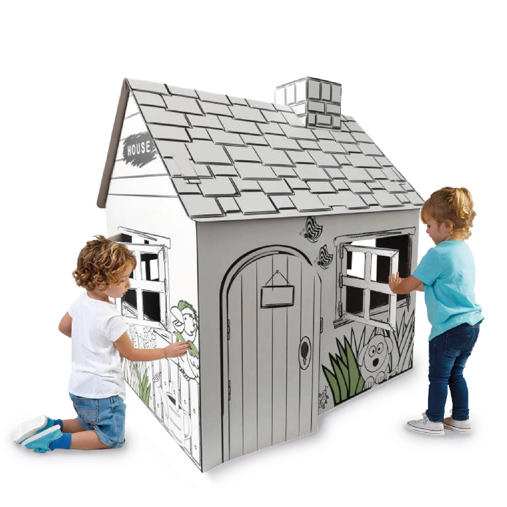 Buddy Baby PaintHome - Casa de Juegos Infantil de cartón, de tamaño Grande, para Pintar y Colorear y Jugar, Ecohouse, Fácil de Montar, para niños Desde 2-3 años