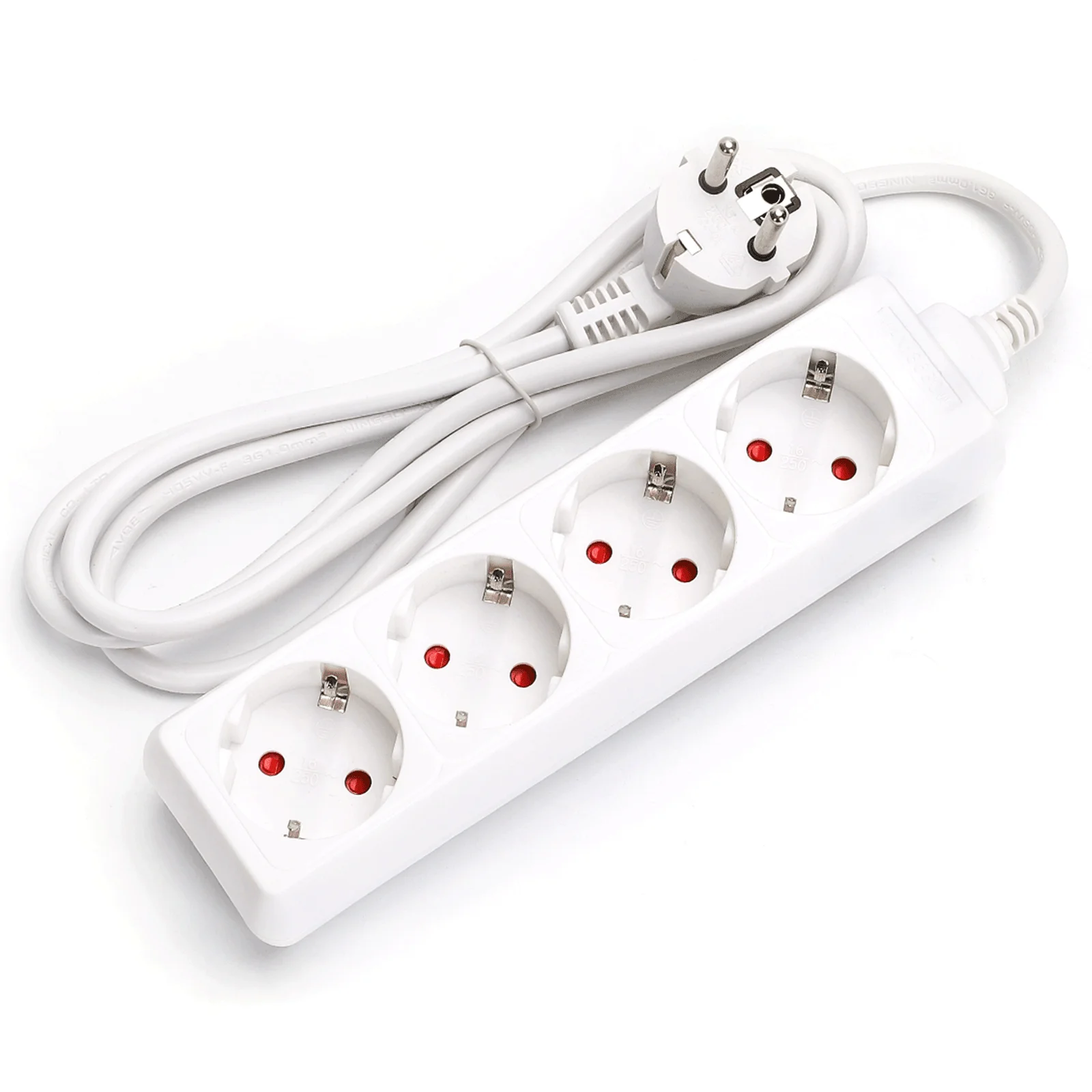 Aigostar Regleta alargador de 4 enchufes con cable de 1,5 metros,color blanco
