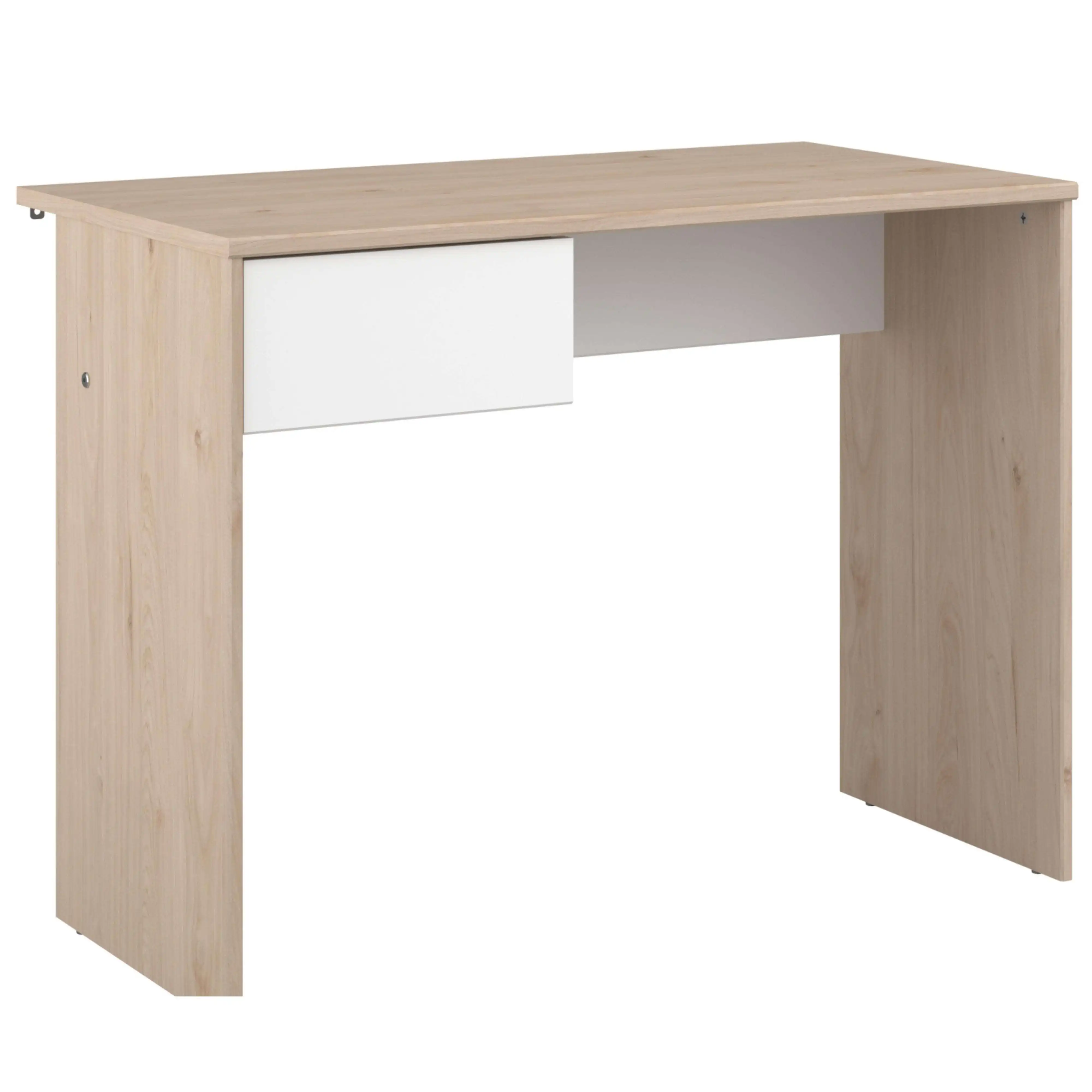 Miroytengo Mesa escritorio juvenil Child 1 cajón roble Jackson y blanco mate habitación dormitorio infantil mueble 94x71x50 cm