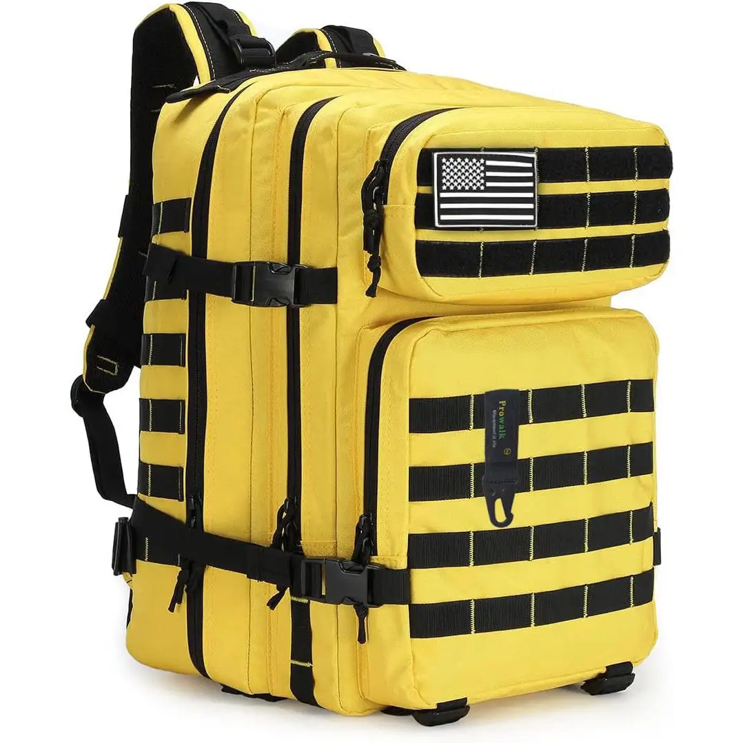 Prowalk Mochila Táctica 45L Amarilla Impermeable Molle EDC