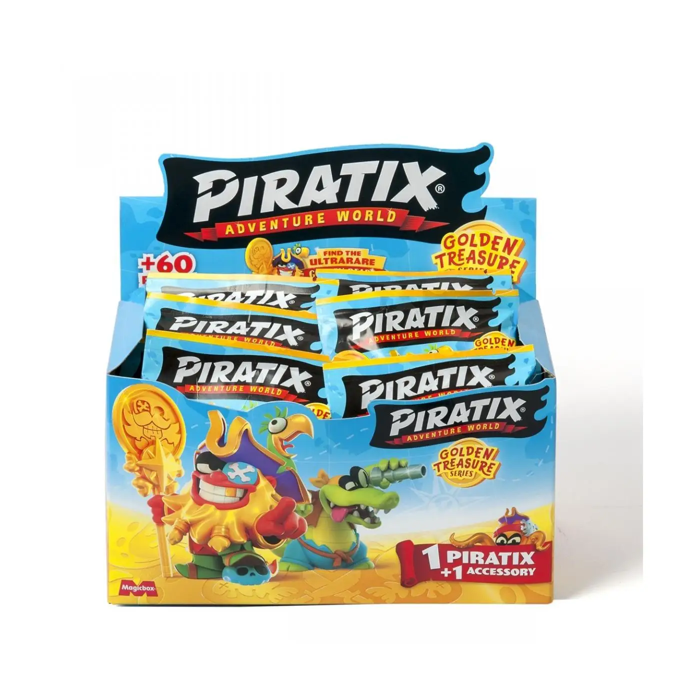 PIRATIX Adventure World Serie Golden Treasure –  Cada sobre Contiene 1 Piratix y 1 Accesorio (Caja 24 Sobres )