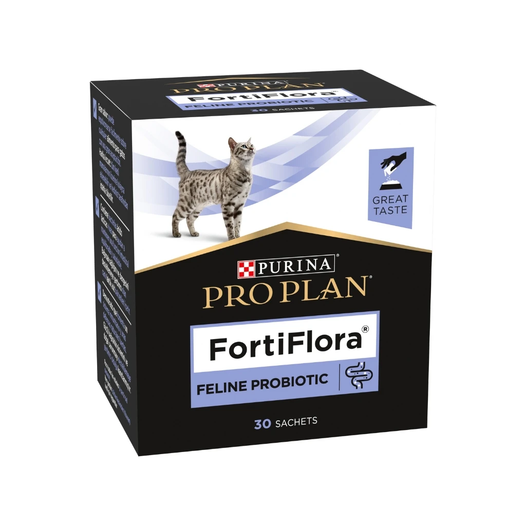 PRO PLAN - Fortiflora para Gatos (30 Sobres) - Alimento Complementario para Ayudar a Mantener una Función Intestinal Equilibrada y Saludable
