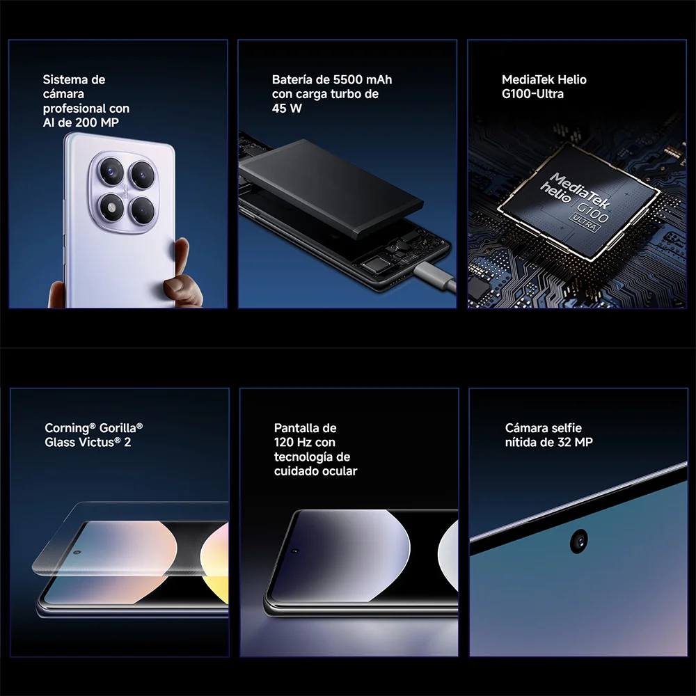 Xiaomi Redmi Note 14 Pro 4G smartphone with 200 MP AI camera, 5500 mAh battery and 45W turbo charging, 8+256GB/12+256GB/12+512GB options, MediaTek Helio G100-Ultra, AMOLED 6.67'' 120 Hz display, IP64 water-resistant.