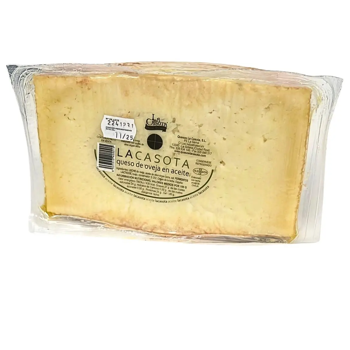 Queso de Oveja en Aceite de Oliva , La Casota Gourmet , Sabor Manchego Suave , Curado Artesano de La Mancha , Media Pieza 1,5 kg