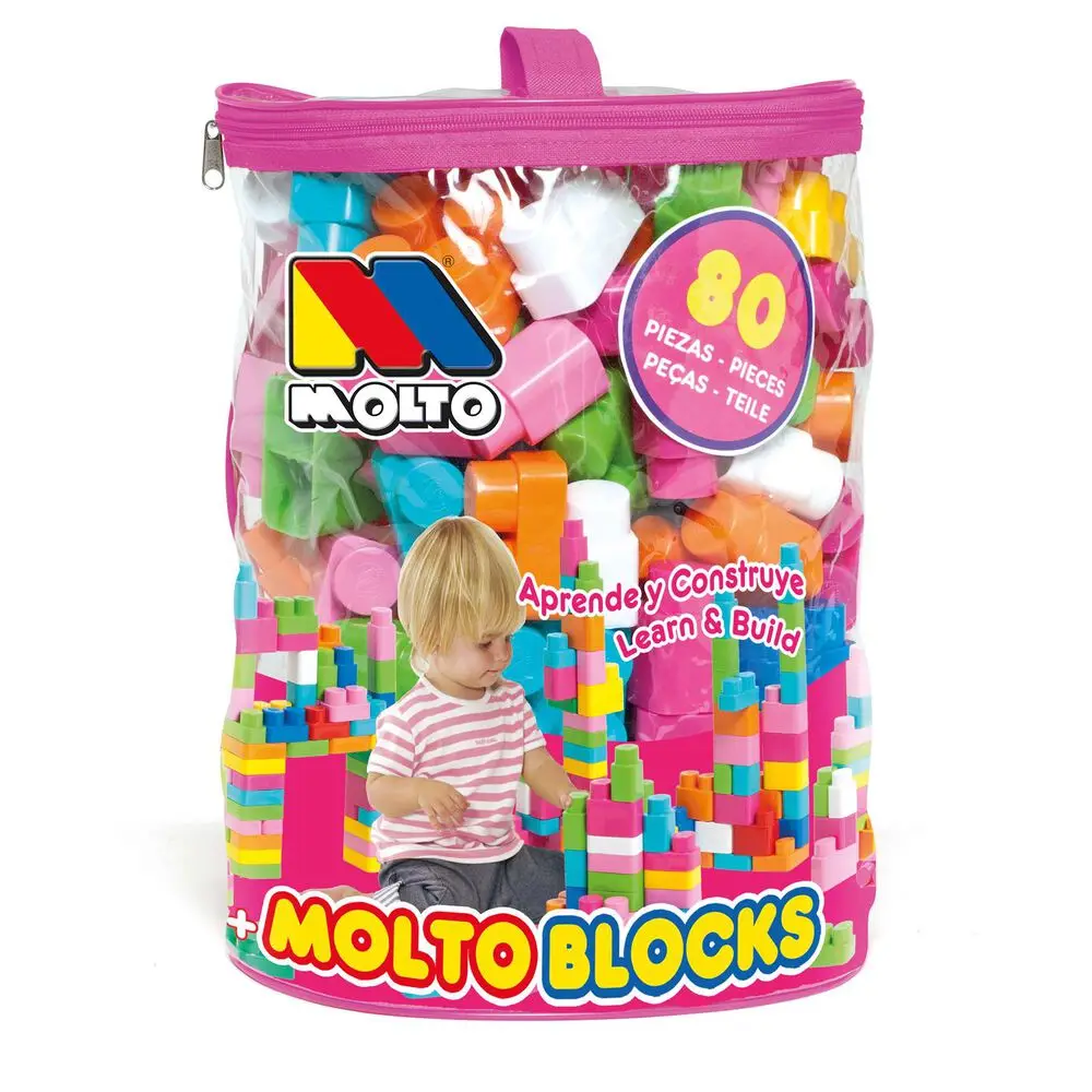 Moltó Moltó Bolsa de bloques rosa con 80 piezas (13461)