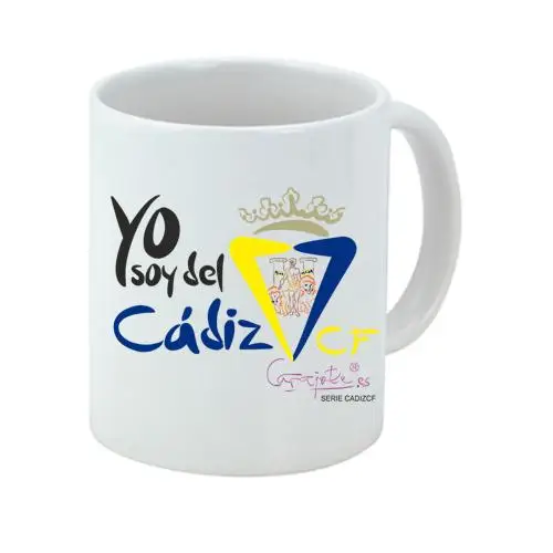 Taza CADIZ CF Yo Soy del Cádiz - Diseño Exclusivo de Cádiz - Cerámica Blanca Premium Plus