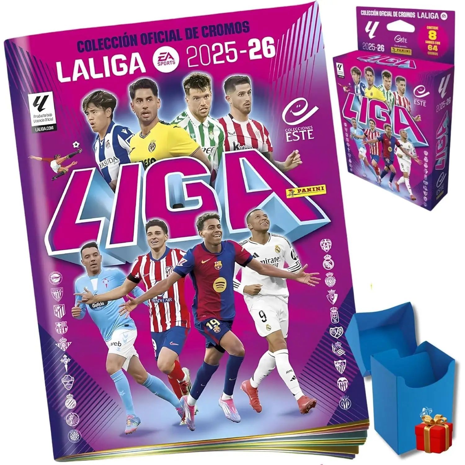 Panini Pack Álbum + 8 Sobres + Deckbox Panini Liga Este 2025/26