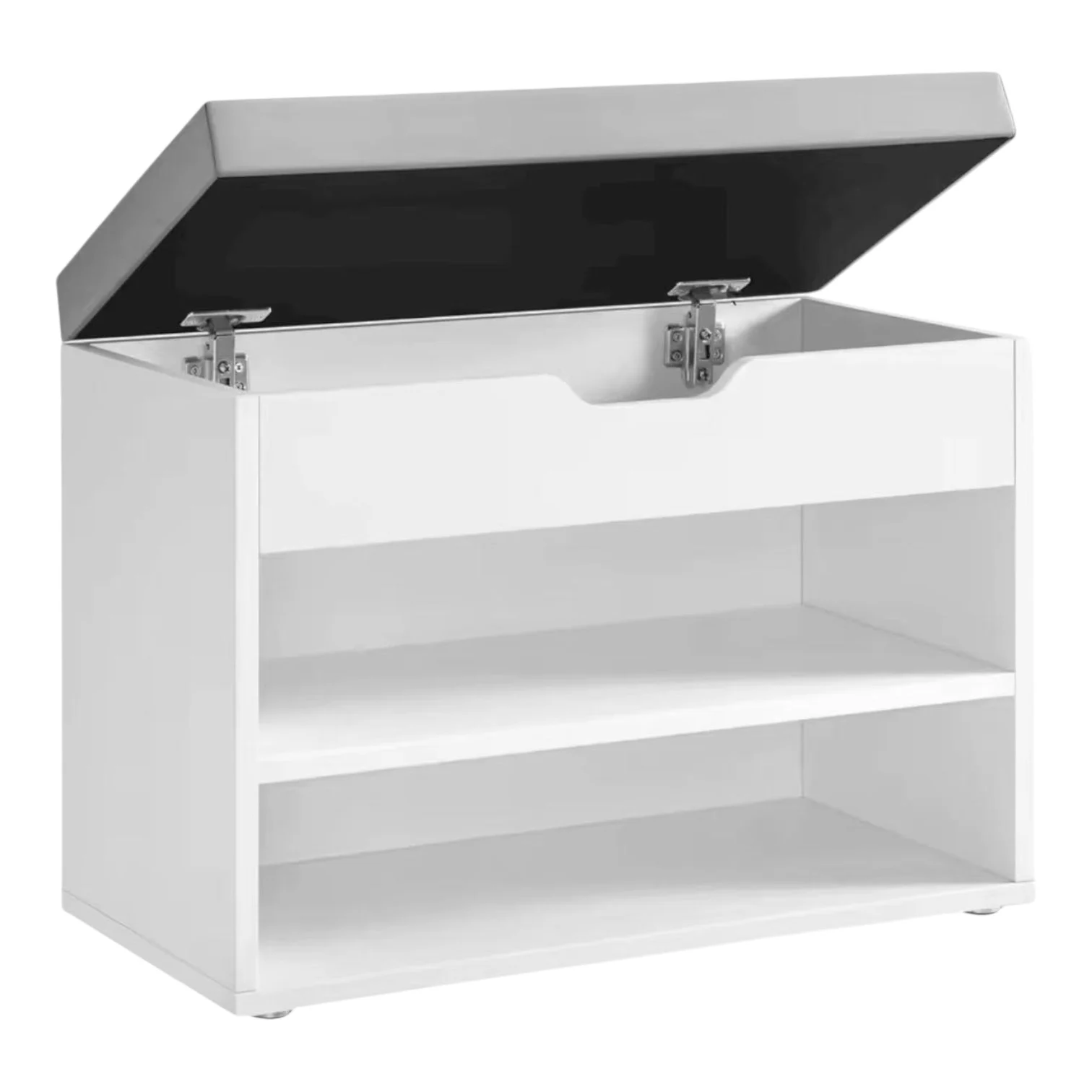 Banco Zapatero, Mueble Zapatero con Asiento Tapizado, Banco Recibidor con 3 Compartimentos y Asiento Acolchado, 30 x 60 x 44 cm, para Entrada Dormitorio Sala de Estar, Marrón Rústico 3P