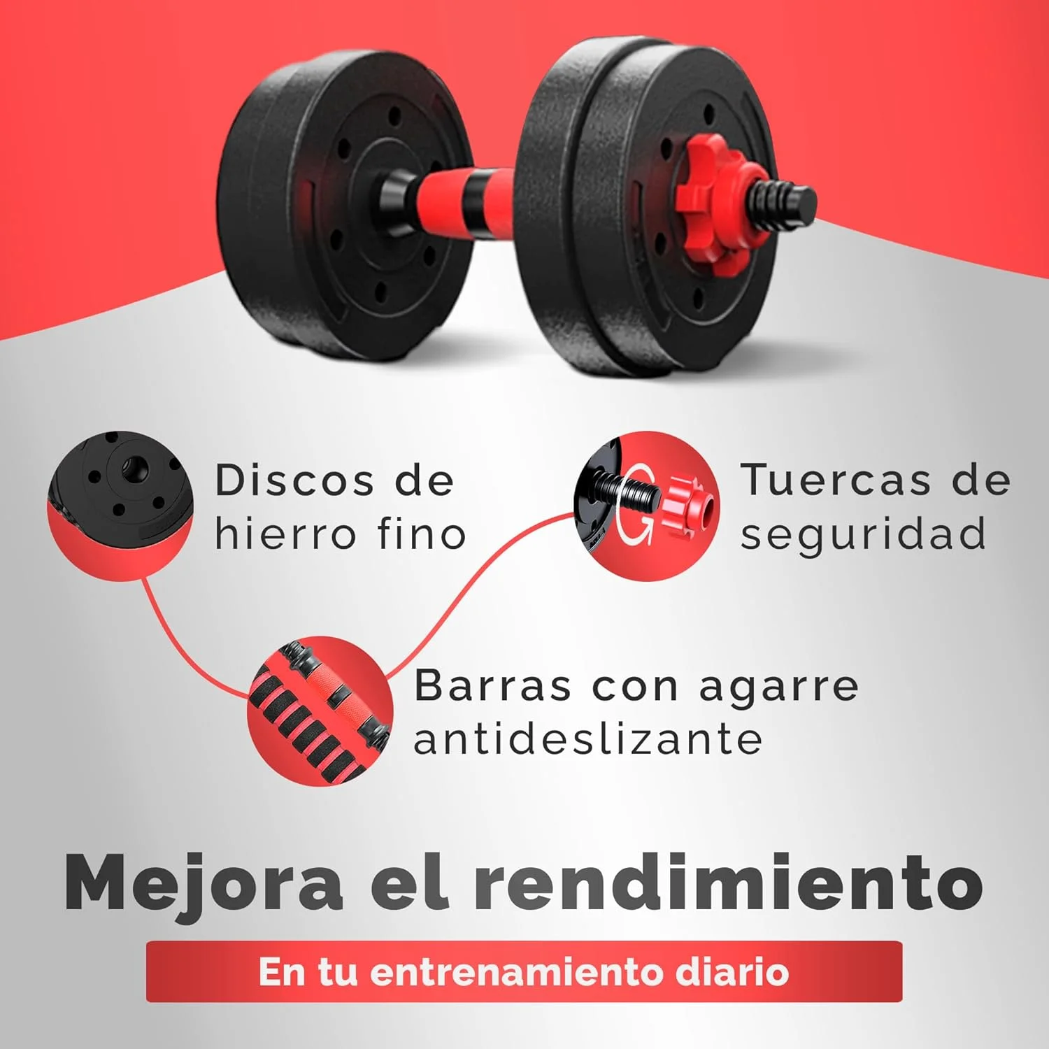 DECODEKO 30kg Adjustable Dumbbells Set with Anti-Slip Handles, multifunctional weights for home gym training, includes straight bars, perfect for strength exercises and available in multiple weight options (10/15/20/30/40/50KG).