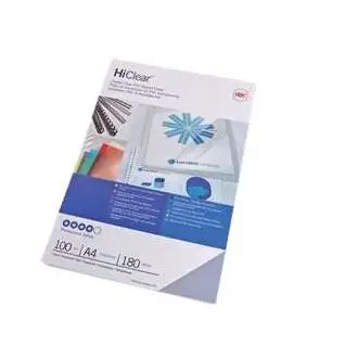 Gbc hiclear paquete de 100 portadas de encuadernar a4 - 180 micras - color transparente