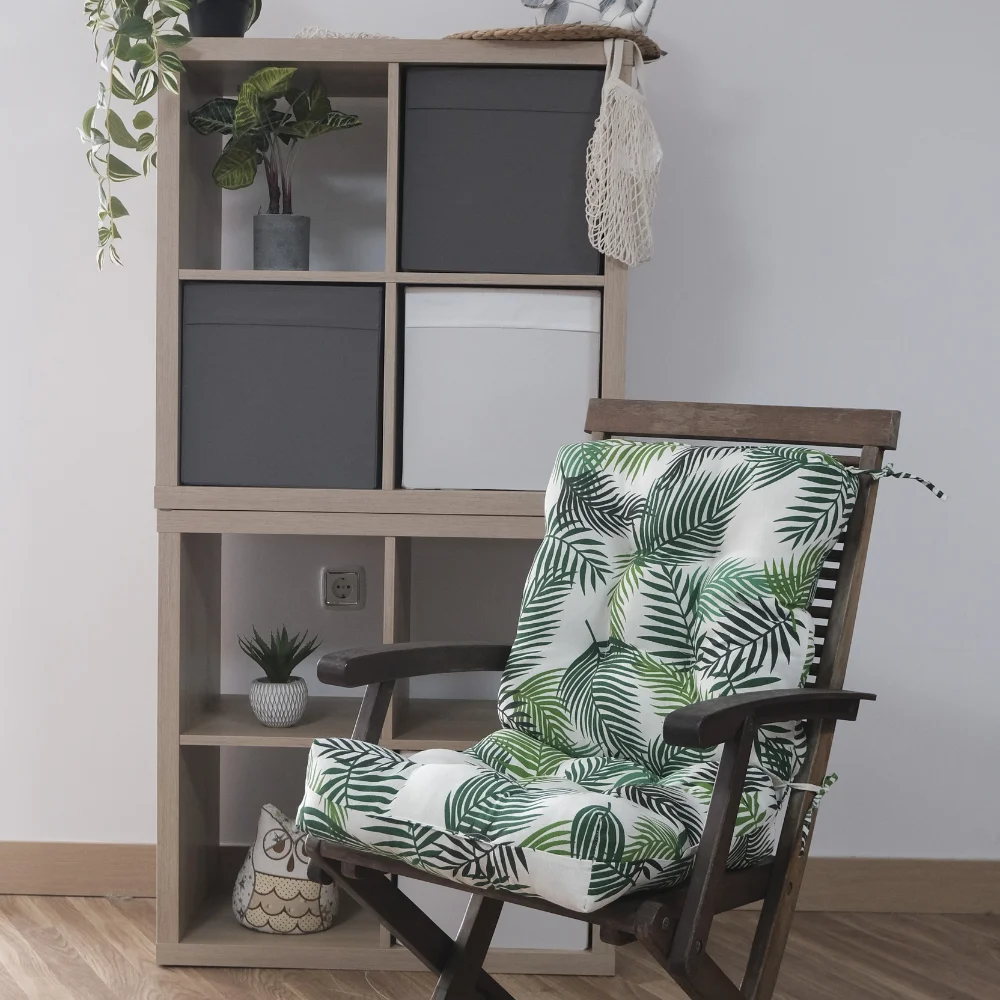 REINO MANSIDI Pack 2 Cojines con Respaldo para Sillas de Terraza. Cojines Acolchados de Alta Calidad para Sillones de Interior y Exterior. Rama Verde