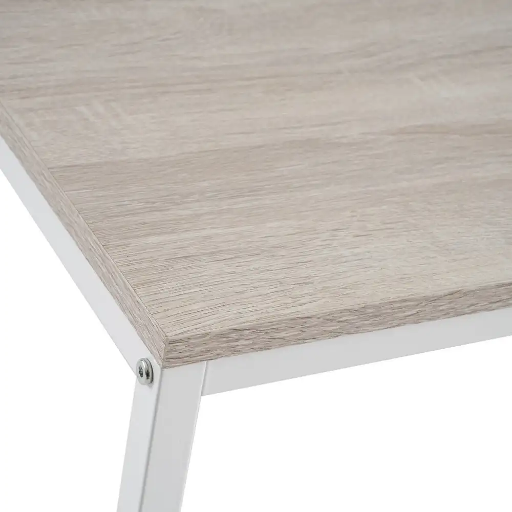 Lola Home Mesa de centro de acero y madera MDF en blanco y natural de 100x50x36 cm