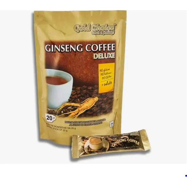 Delicioso Café Soluble Natural con Ginseng - 40 Stick Packs de 20g, Producto Italiano Orgánico sin Gluten, Ideal para Bebida Energizante