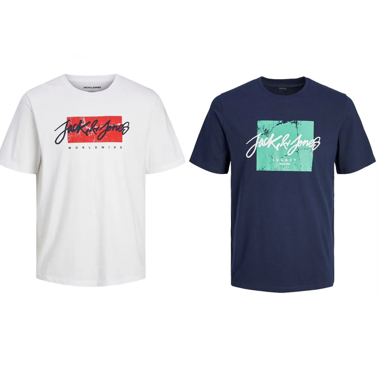 Jack & Jones man Pack 2 cotton T-shirts NEW24 JJTILEY series Logo print fashion Casual REF 256774