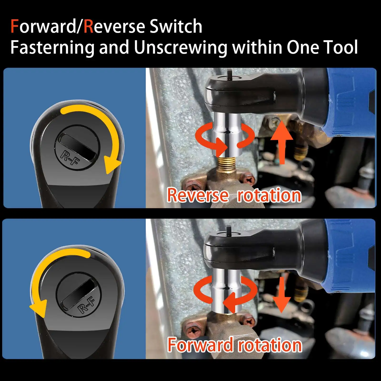 100N.m 18V Impact Wrench Rechargeable Power Tool Wireless Right Angle 3/8 Ratchet