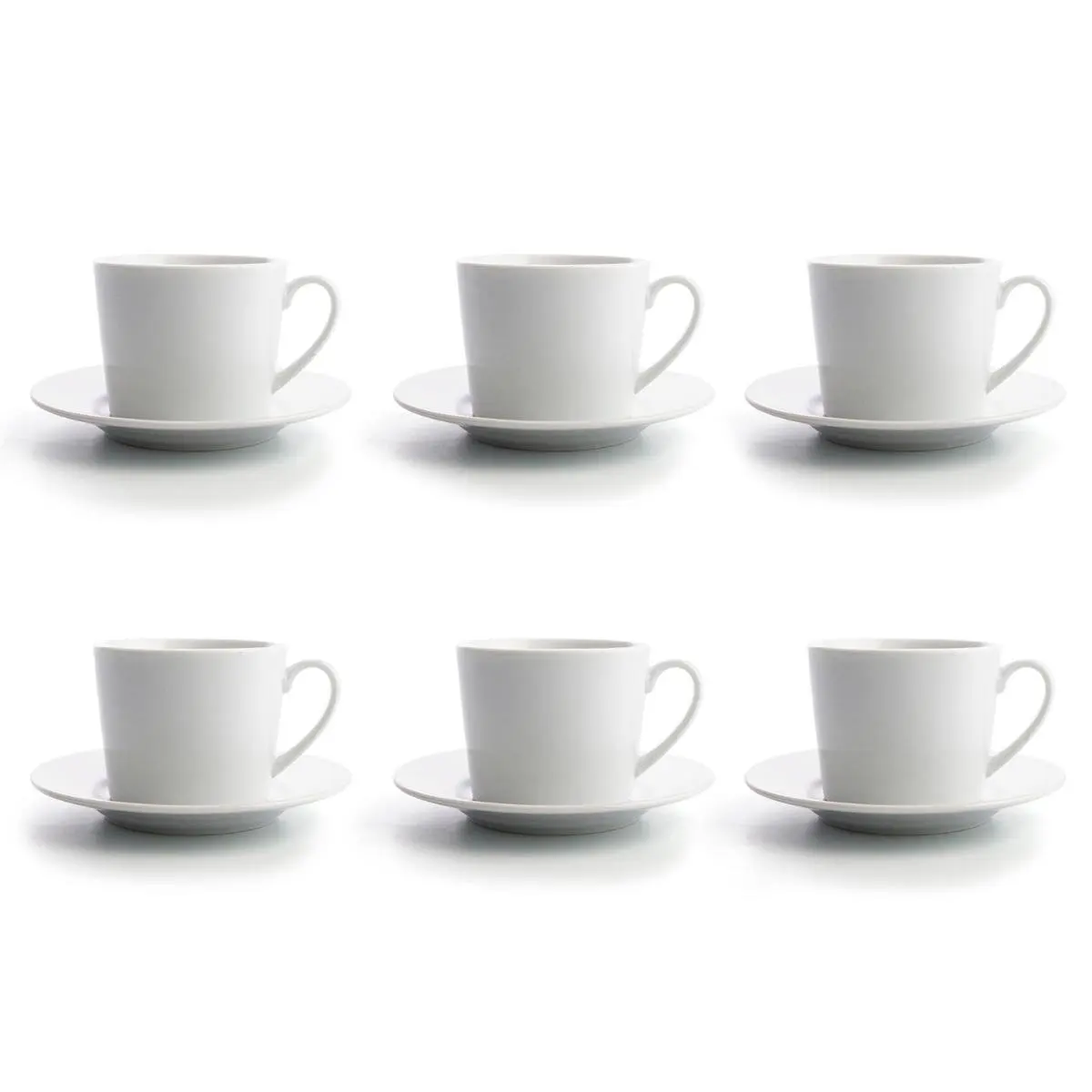 Quid Set 6 Tazas Porcelana 22CL Transparente Liso Apto Microondas