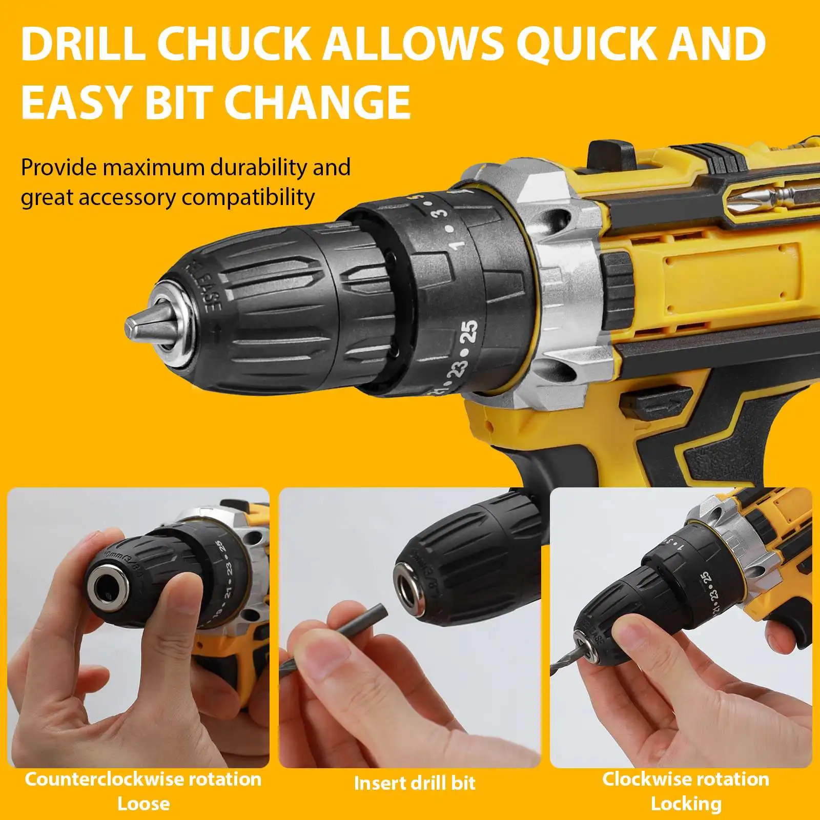 Cordless Impact Drill Electric Screwdriver with Lithium-Ion Battery, 18V, 400W, 45 Nm Torque for Home DIY, 3/8" Chuck Size, Lightweight 1.2 kg, CE Certified, Ideal Electric Tool for Gifts