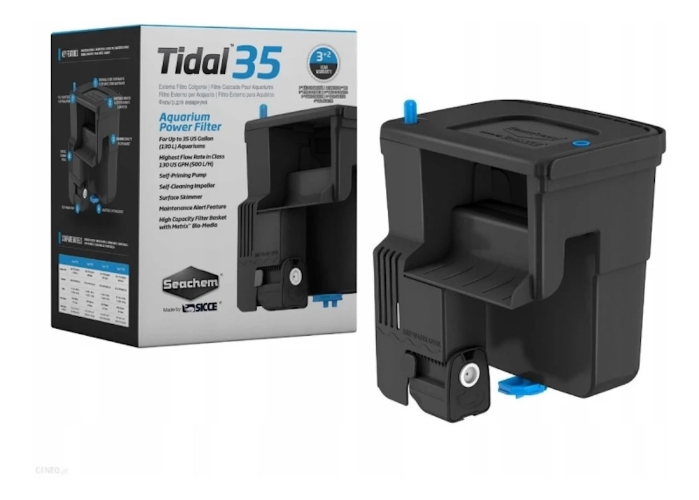 Seachem Tidal 35 waterfall filter for marine and freshwater aquariums up to 130 Lt