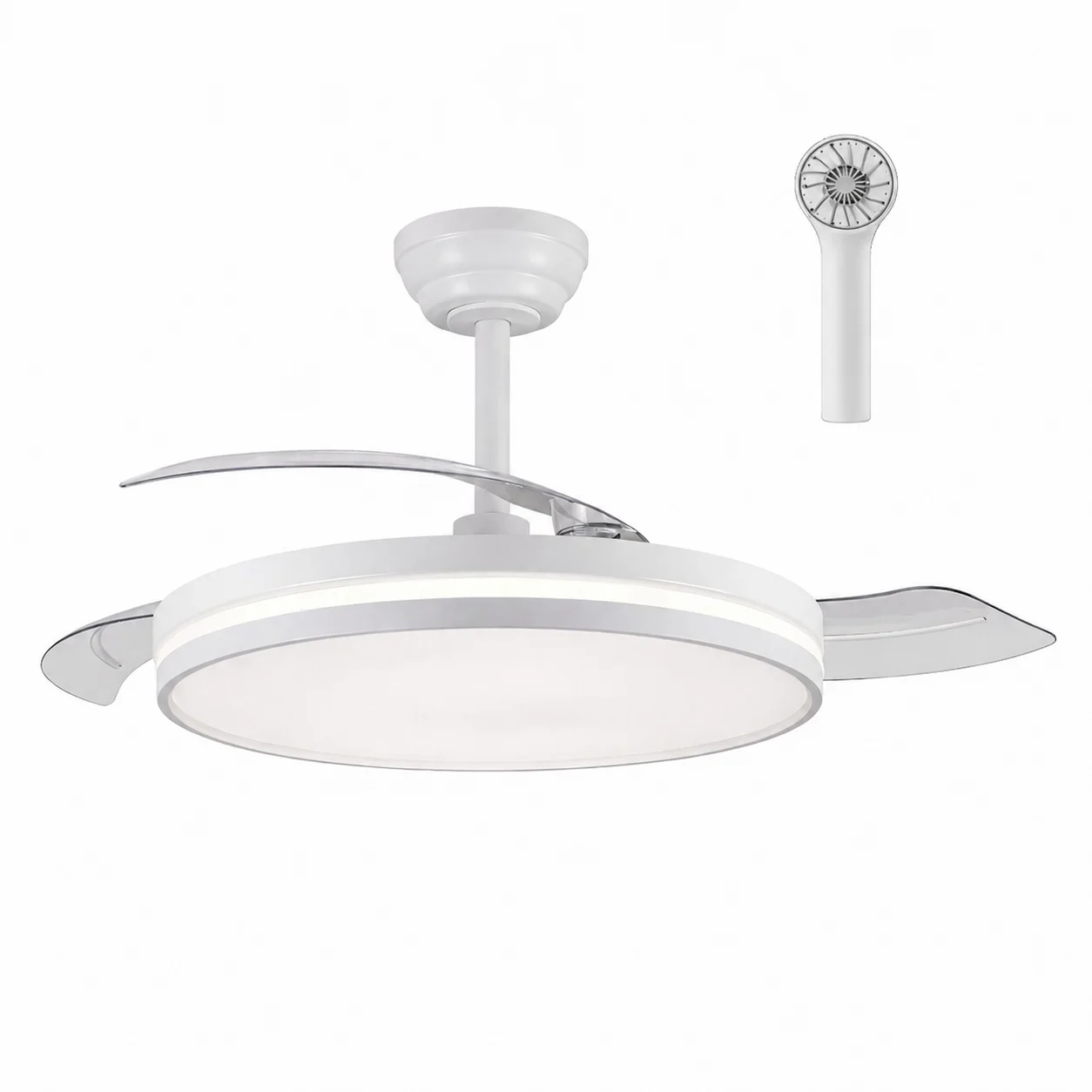 Akunadecor - Pack Ventilador de techo REGAL motor DC 6 velocidades y brisa, Tecnología Led muy eficiente 48W y 5040 lumenes sistema CCT, Control remoto con temporizador, luz REGULABLE en color e