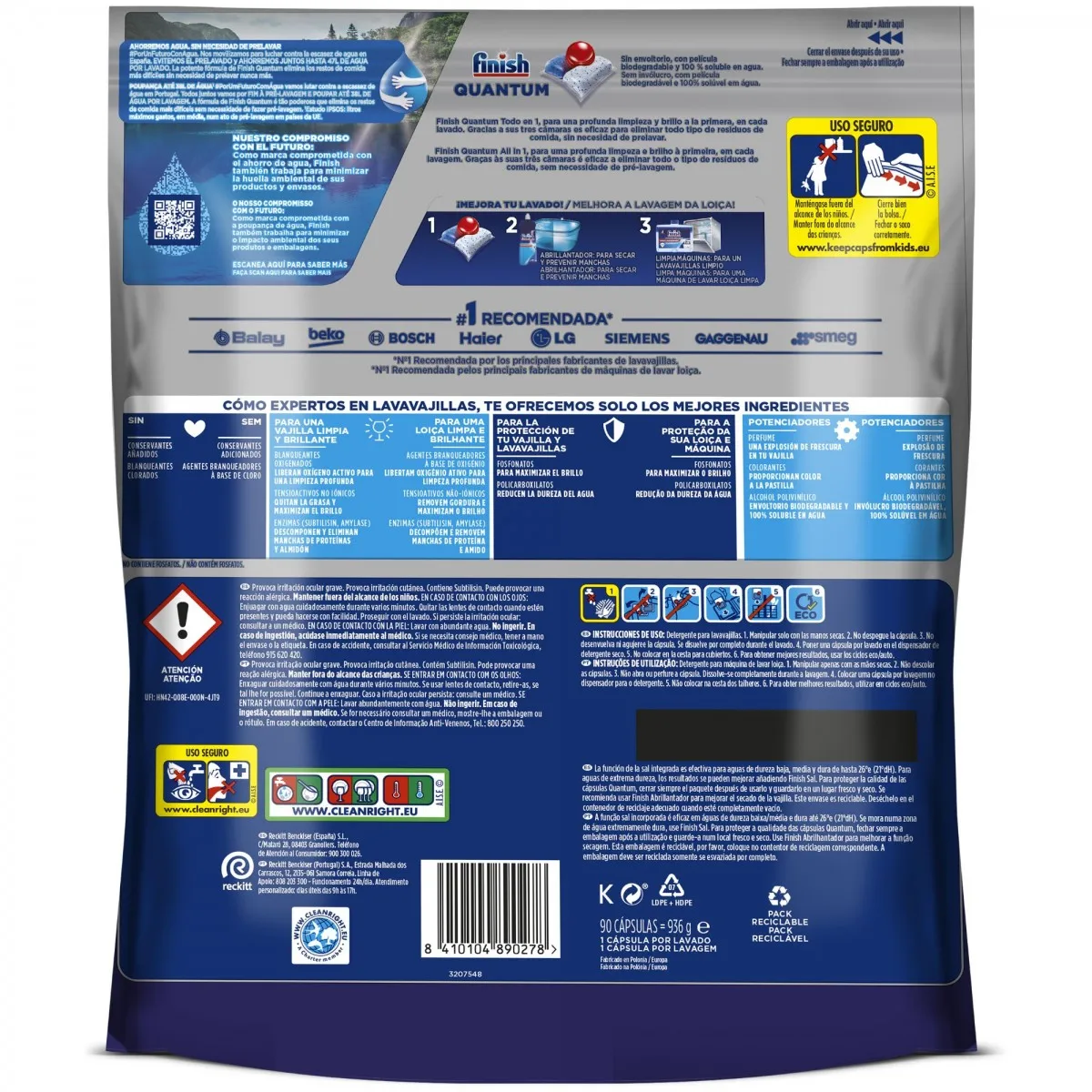 Finish Powerball Quantum tablets for Regular dishwashers 90 tablets