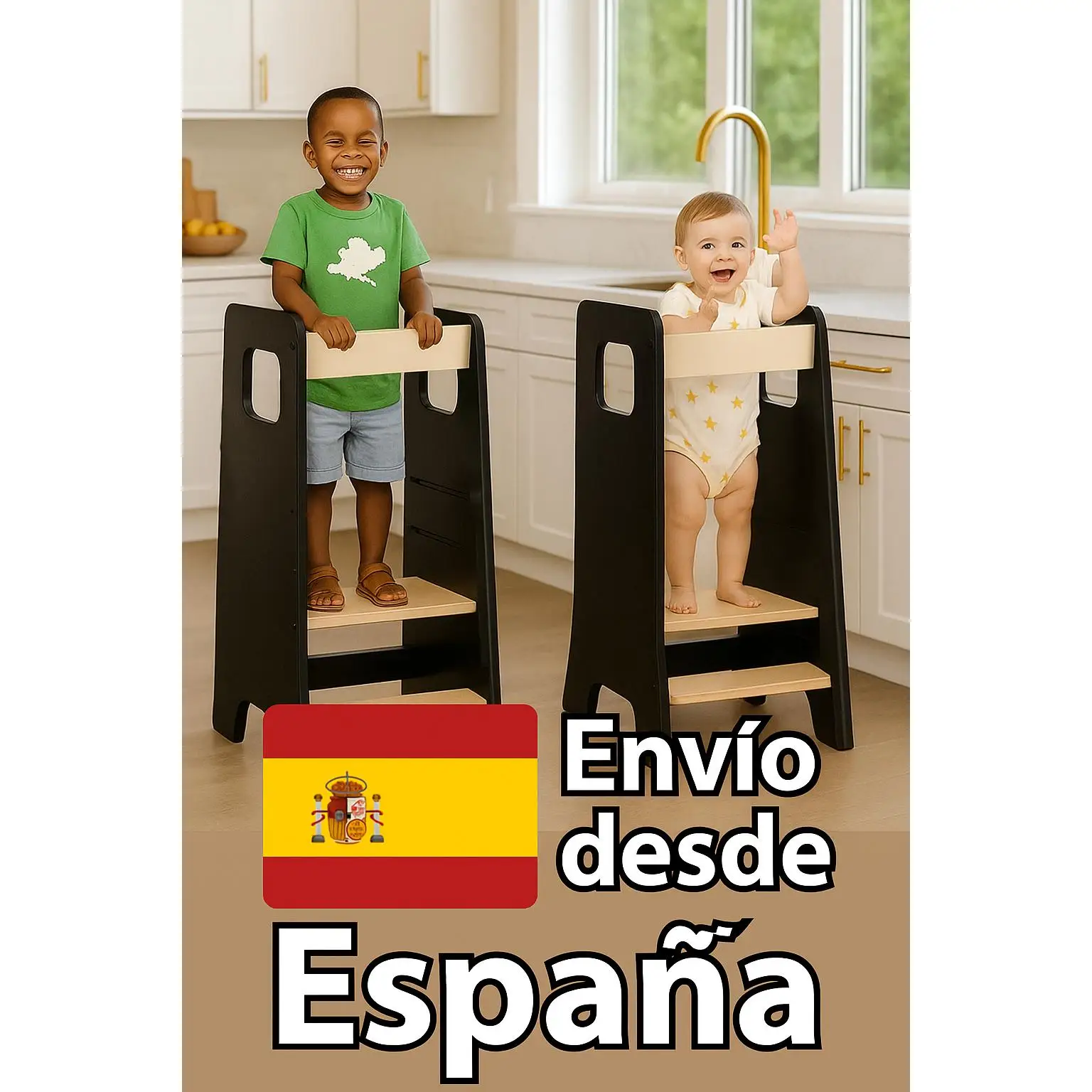 Torre Montessori para niños, Torre de aprendizaje evolutiva, 3 en 1 Torre de aprendizaje, Multifuncional Torre de aprendizaje para niños mayores de 1 año (negro) - Regalos originales para bebés