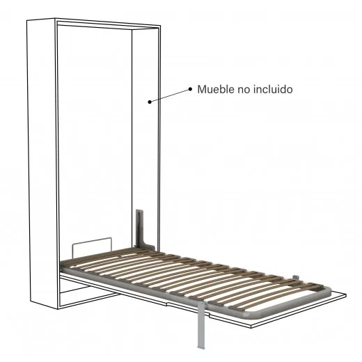 SOMIER VERTICAL 105x190 GRIS CON PATA BASCULANTE