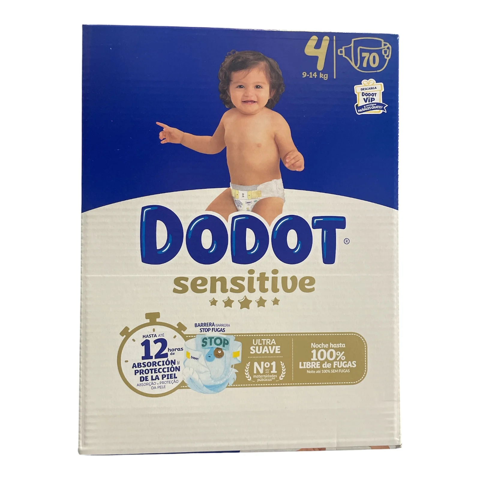 Pañal 9-14 Kg Talla 4 Dodot Sensitive, Paquete 70 Uds