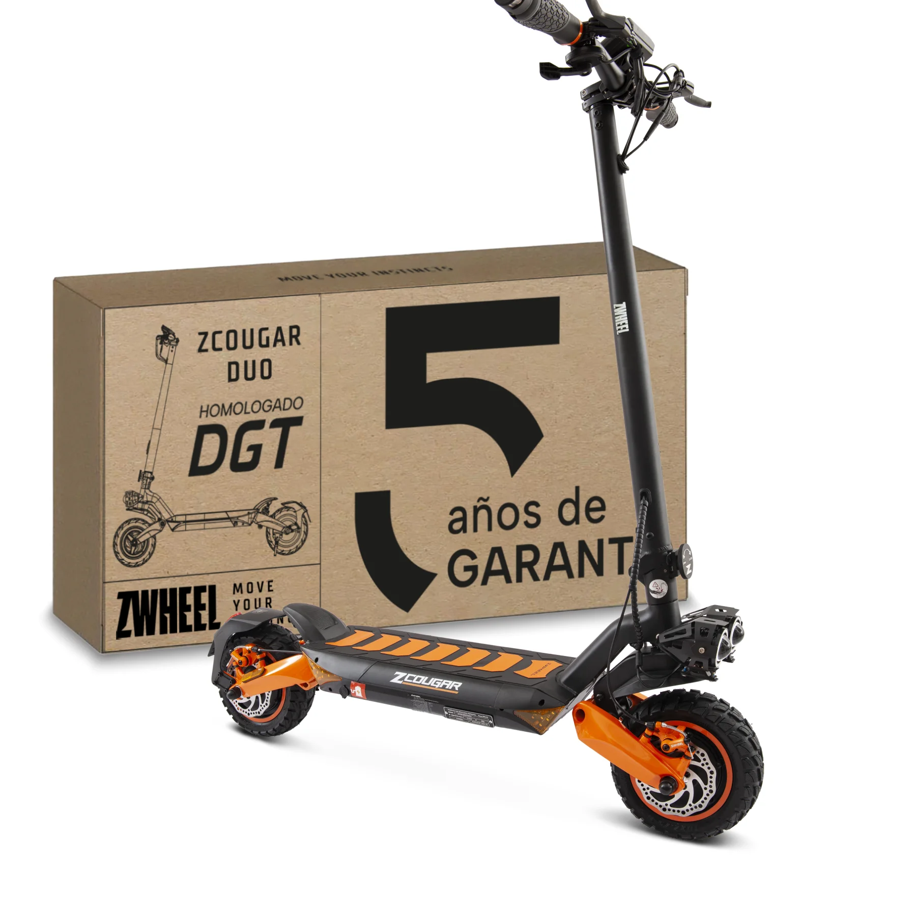 Zwheel ZCougar Duo Patinetes eléctricos adultos 2*1000W 70km Rueda 10' tubeless, APP Doble amortiguador DGT/VMP