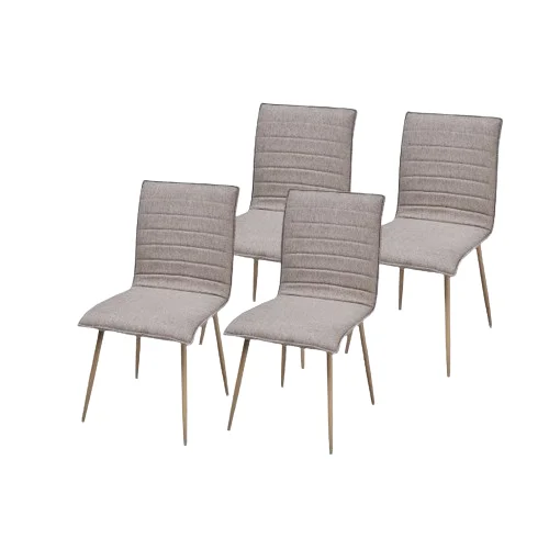 Set of 4 chairs model Milos. Light brown upholstered and metal legs