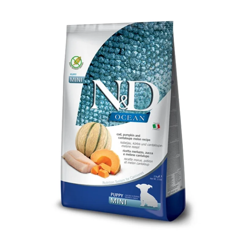Farmina N&D Ocean Puppy Mini Pienso para Cachorros de Razas Mini Con Bacalao y Calabaza 2.5kg