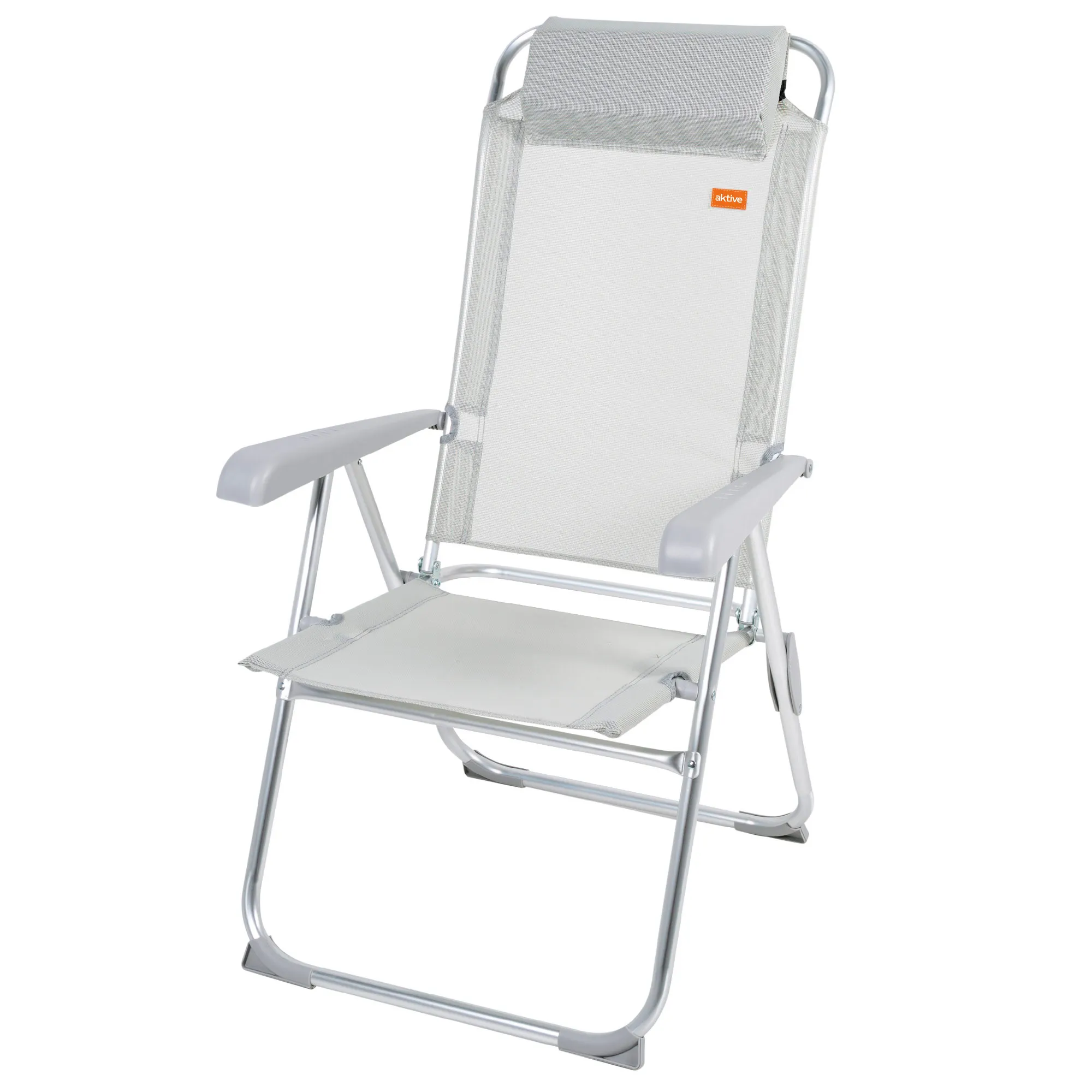 Silla plegable reclinable antivuelco Aktive, con cojín y reposabrazos, peso máx. 110kg, Material Textileno y aluminio, 44x55x101cm