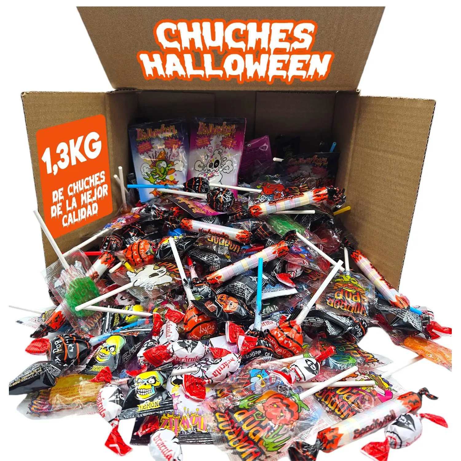 Chuches y Caramelos Halloween SURTIDOS - 1,3 Kg de Chuches Halloween - Edicion 2024 - Chuches Decoradas para Halloween - Unidades Limitadas