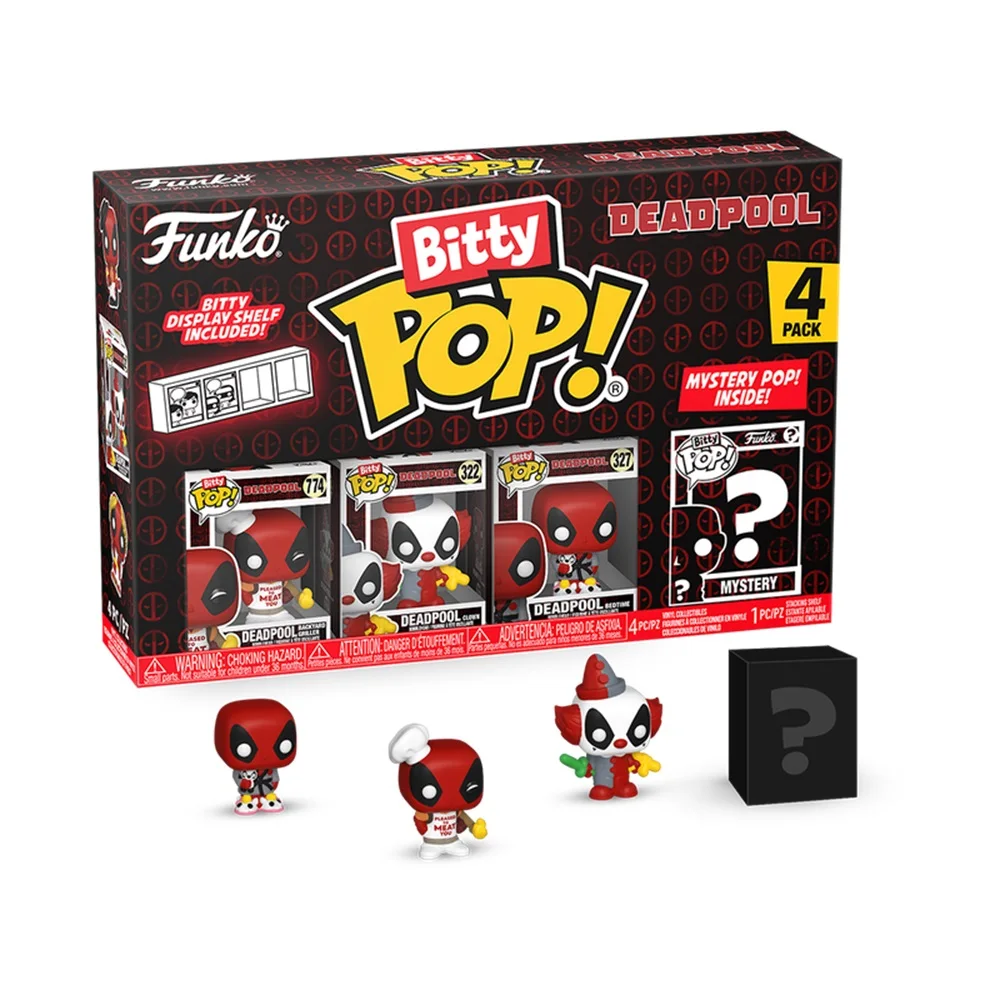 BITTY POP! MARVEL - DEADPOOL PARRILLERO, PAYASO, Y EN BATA Y ¿?, 84959, FIGURA DE 2 CM, COLECCIONABLE DE VINILO, ENVÍO URGENTE 24-48 HORAS PENÍNSULA, TIENDA CON LICENCIA OFICIAL, DISNEY, SUPERHÉROE,